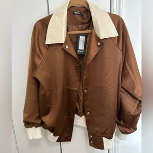 NASTYGAL - Satin Brown Bomber Jacket